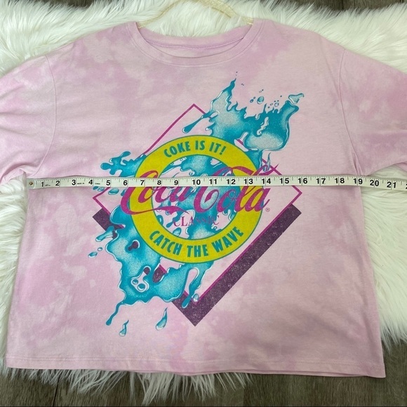 Custom Coca Cola Pink Bleach Tie Dye Cropped Tee - Picture 5 of 6